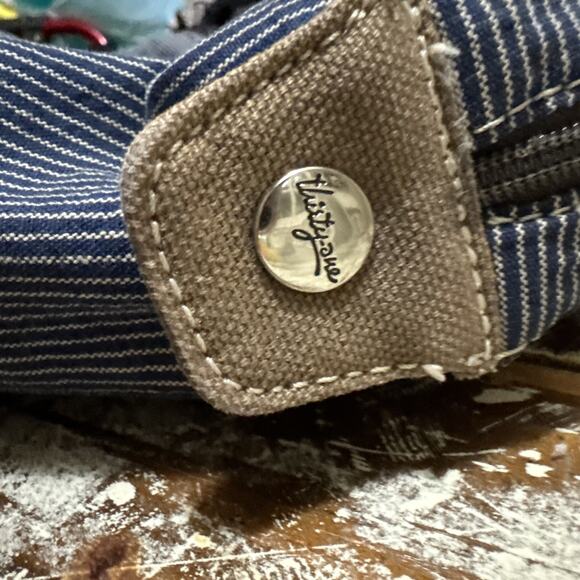 Thirty-One Casual Cargo Tote Blue Striped Handle Shoulder Bag - Picture 3 of 10